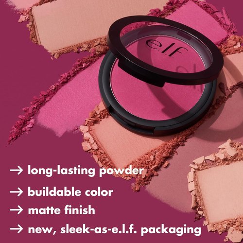 e.l.f Primer-Infused Blush - Long-Wear Matte Formula for Easy Blending | Always Rosy, Vegan & Cruelty-Free