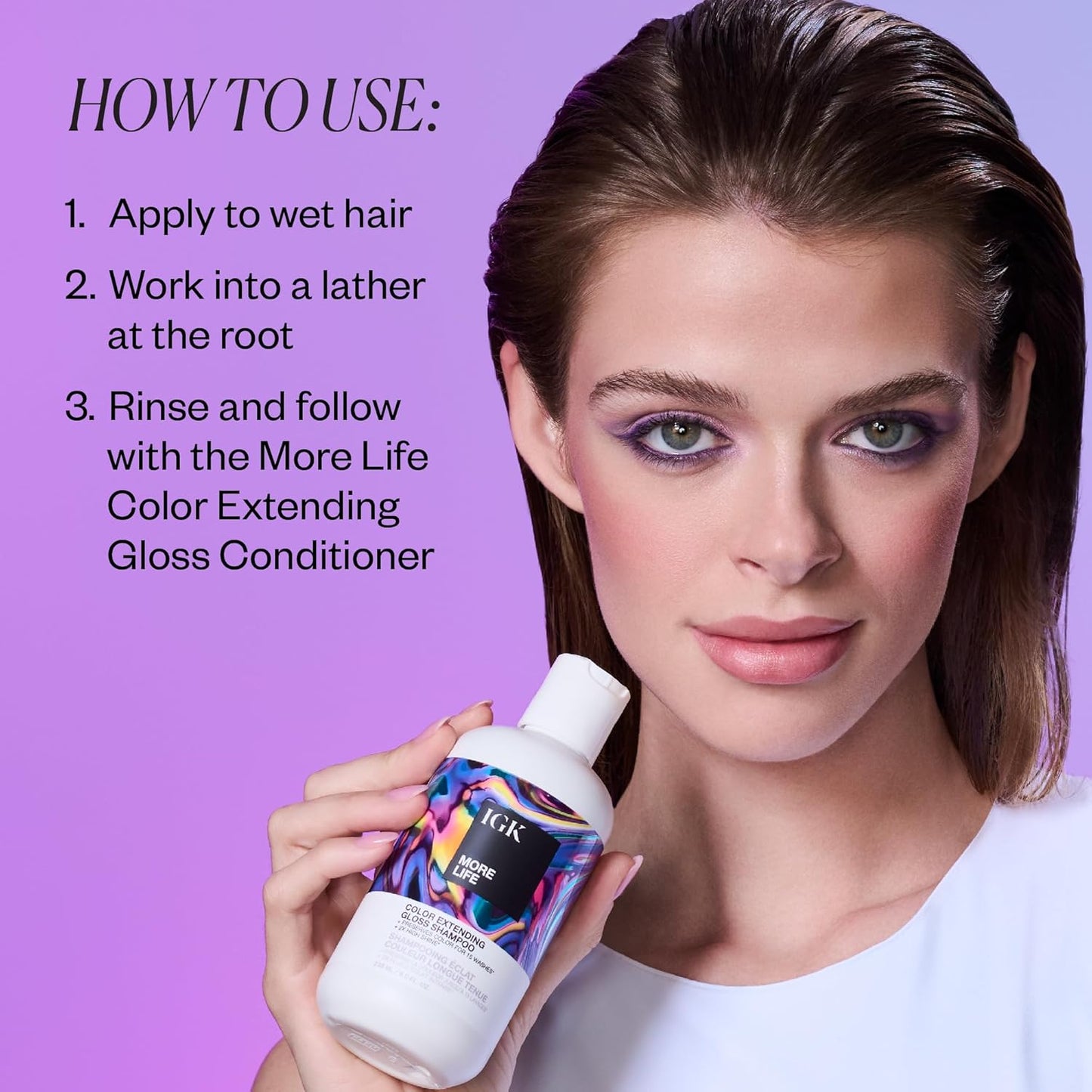 IGK MORE LIFE Color Extending Gloss Shampoo - Color-Safe Cleanse for Vibrant, Glossy Hair | 8 Oz