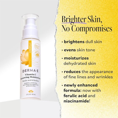 Derma E Vitamin C Face Moisturizer - Brightening & Hydrating Anti-Aging Cream | 2 Oz