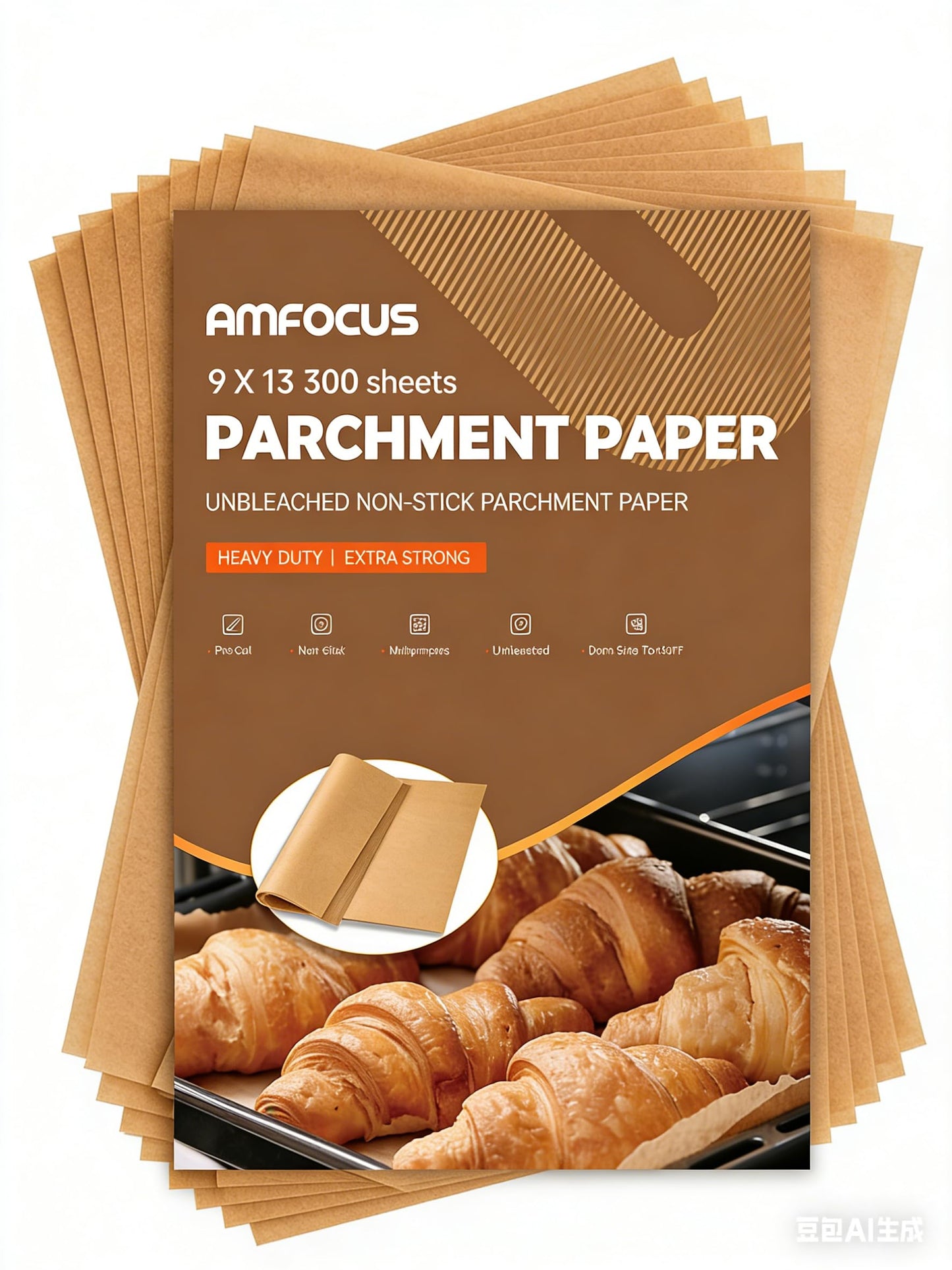 Parchment Paper Sheets, 9x13 In Non-Stick Precut Baking Parchment for Baking, Grilling, Air Fryer, Steaming, and More (Unbleached) - Quarter Sheet Size, Perfect for Bread, Cakes, Cookies, 100PCS