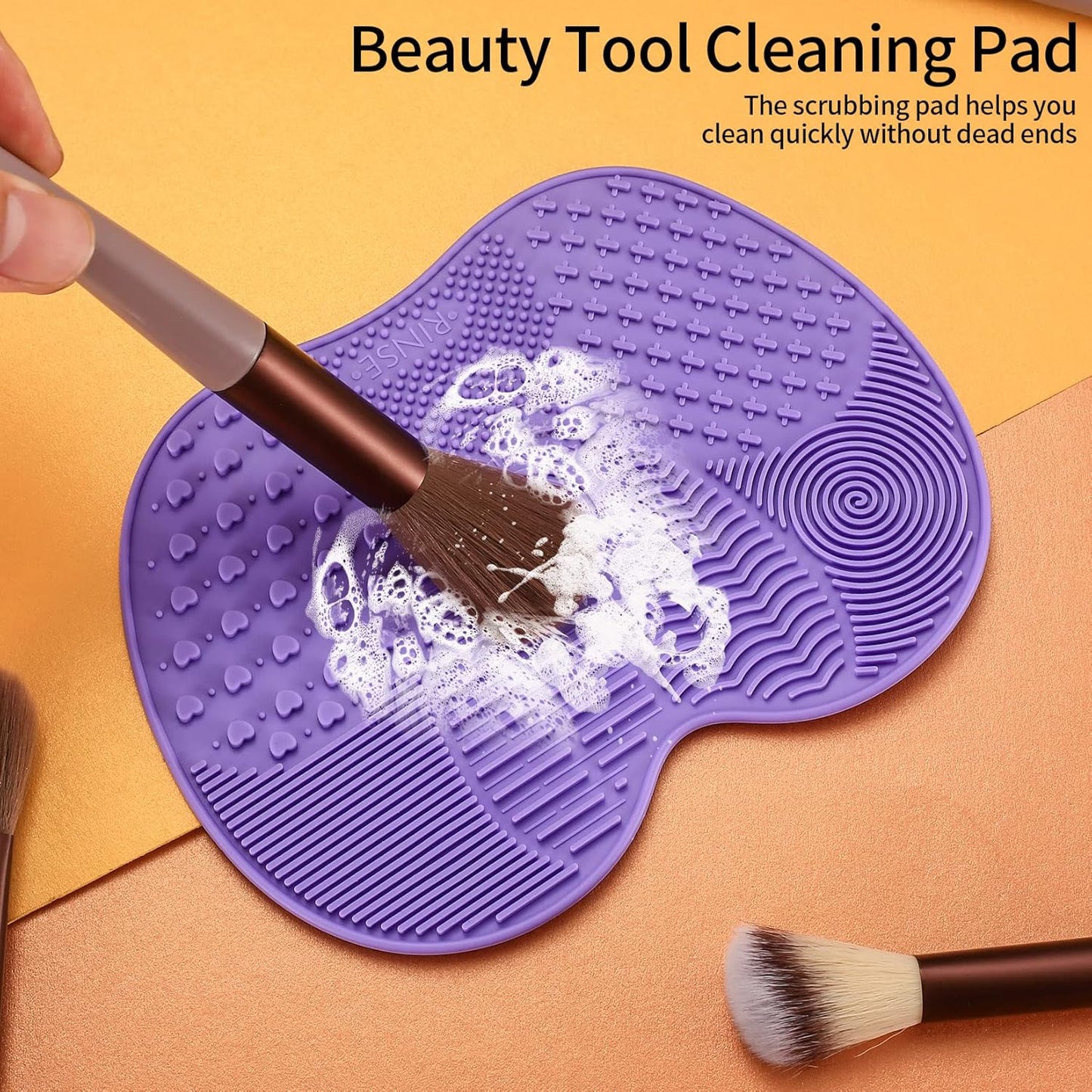 Skiennix Silicone Makeup Brush Cleaning Mat - Portable Suction Cup Tool for Easy Brush Care | 2 Pcs Set
