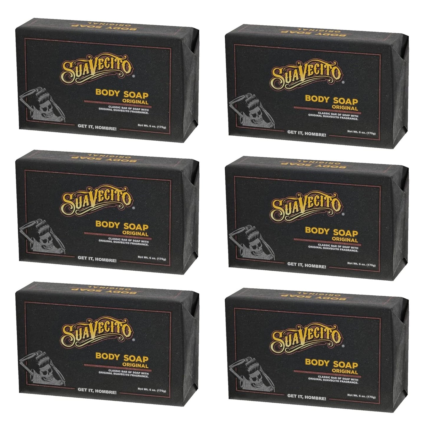 Suavecito Body & Hand Soap Bars - Moisturizing Formula with Masculine Original Fragrance | 6 oz, 6 Pack