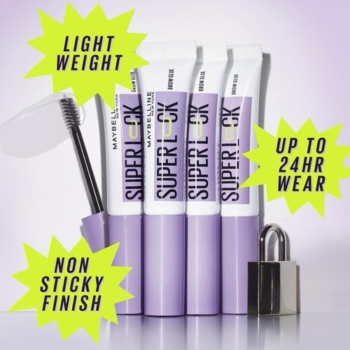 Maybelline Super Lock Brow Glue - Lightweight Eyebrow Gel for 24HR Hold, Clear, 1 Count