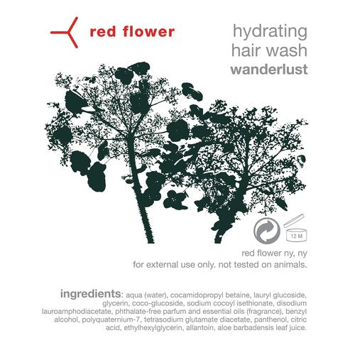 Red Flower Wanderlust Hydrating Shampoo - Sulfate-Free Moisture Boost with Coconut Glycerin & Pro-Vitamin B5, 10 oz