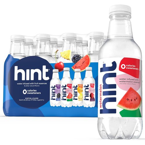 Hint Infused Bottled Water Variety Pack - Sugar-Free, Zero-Calorie Natural Flavors - 16 Fl Oz (Pack of 12)