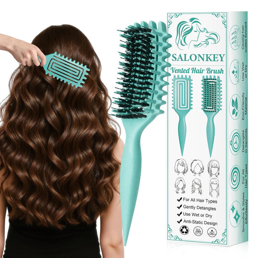 Skiennix Curl Defining Brush - Detangling & Styling Tool for Curly Hair, Reduces Frizz, Green