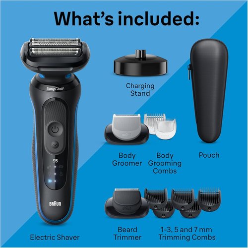 Braun Electric Shaver - Series 5 5150cs Wet & Dry Razor with Turbo Mode & Beard Trimmer | Blue