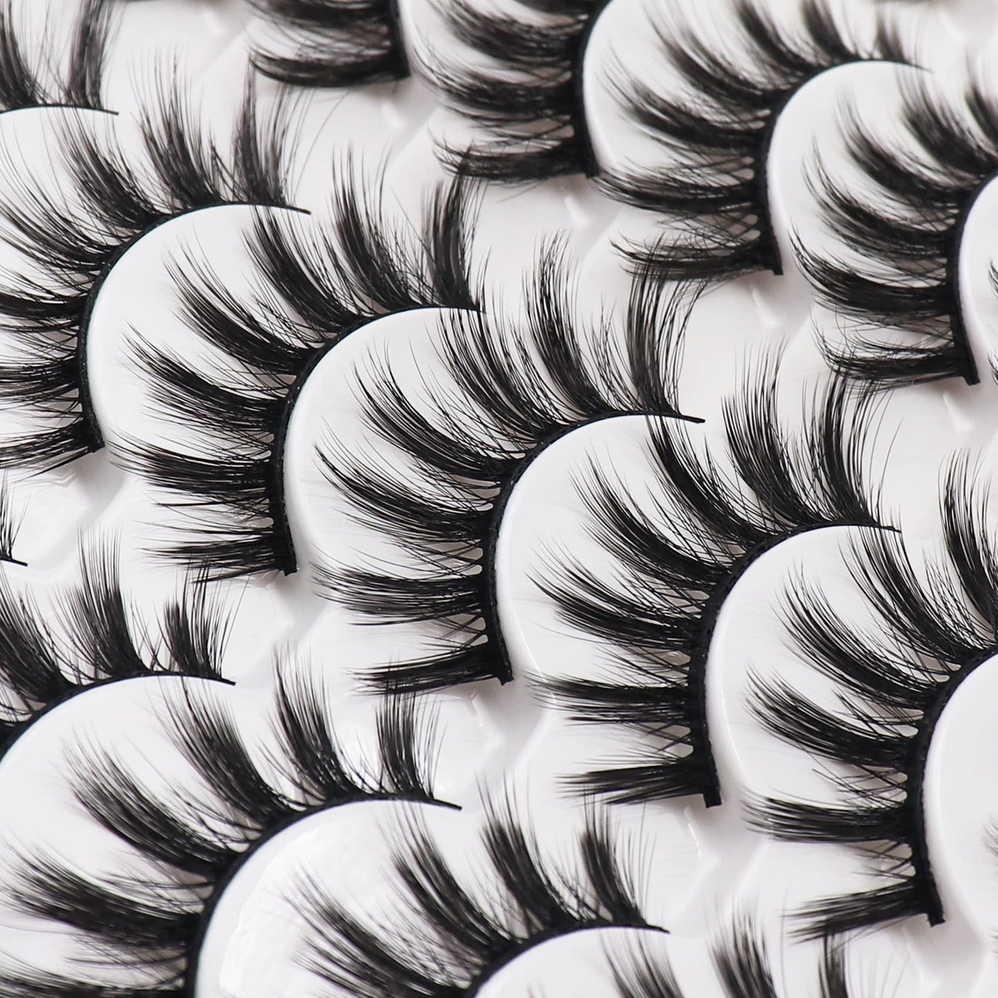 Losha Eyelashes Natural Look Faux Mink Lashes Pack Handmade Fluffy False Eyelashes 14 Pairs Eye Lashes (F45)