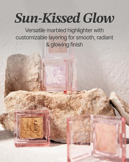 Glint Marble Highlighter - Sunset Bronze | 0.08oz Korean Makeup for Smooth, Radiant Glow