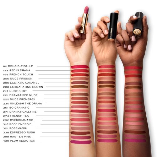 Lancôme L’Absolu Rouge Drama Matte Lipstick - Ultra Matte Finish, 8HR Full Coverage, Moisturizing Formula with Ceramides & Rose Extracts