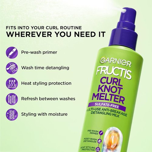 Garnier Fructis Curl Knot Melter - Multi-Use Anti-Breakage Detangling Milk | Moisturizing Spray, 8.5 Fl Oz