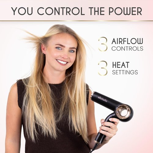 ELLA BELLA® Ionic Hair Dryer - Foldable Design for Travel | Intelligent Heat Control & Rapid Drying