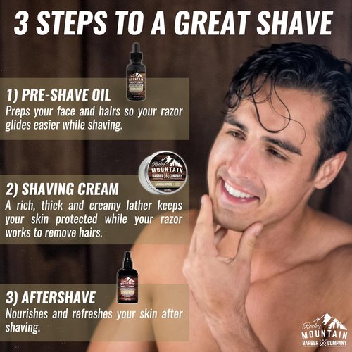 Rocky Mountain Barber Company Shaving Cream - Sandalwood Essential Oil for Thick Lather - 5oz Tin