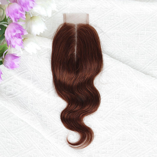 Brown Closure 2x4 HD Body Wave Closure Transparent Lace Closure Brazilian Virgin Human Hair Lace Closure 4# Brown Color (12 Inch)