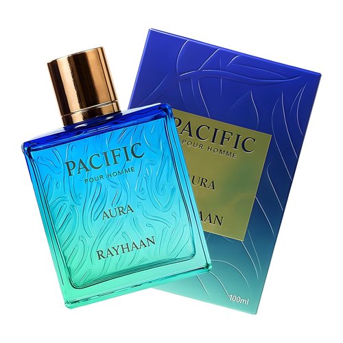 Rayhaan Pacific Aura - Citrus Aromatic Eau de Parfum Spray for Men | Fresh Mint & Amber, 3.4 oz