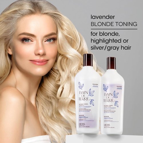 Bain de Terre Lavender Blonde Toning Shampoo - Neutralizes Brassy Tones for Cool Blonde Hair | 13.5 Fl Oz