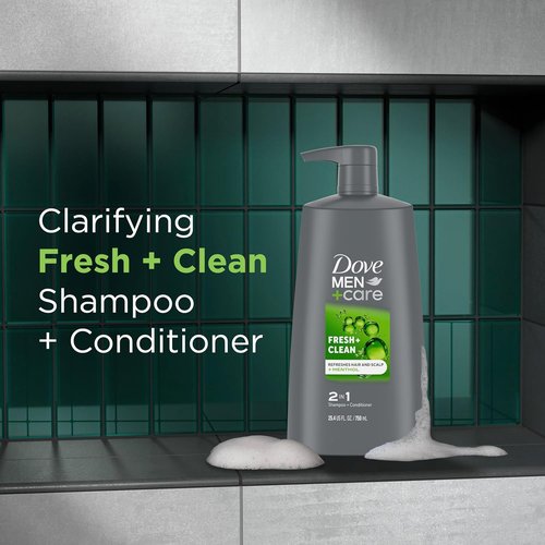 DOVE MEN + CARE 2-in-1 Shampoo & Conditioner - Fresh & Clean Formula | Nourishes & Strengthens Hair - 25.4 oz (4 Count)