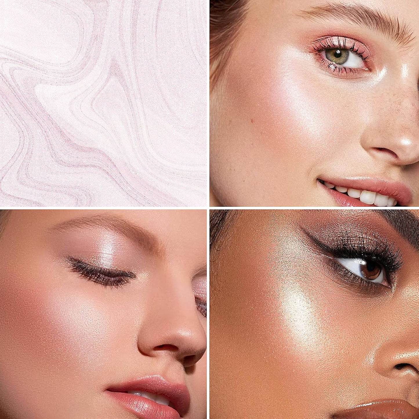 Skiennix Clear Dewy Marble Highlighter Stick - Buildable Glow for Face & Body | Vegan, 15g/0.53fl.Oz, Pink Silver