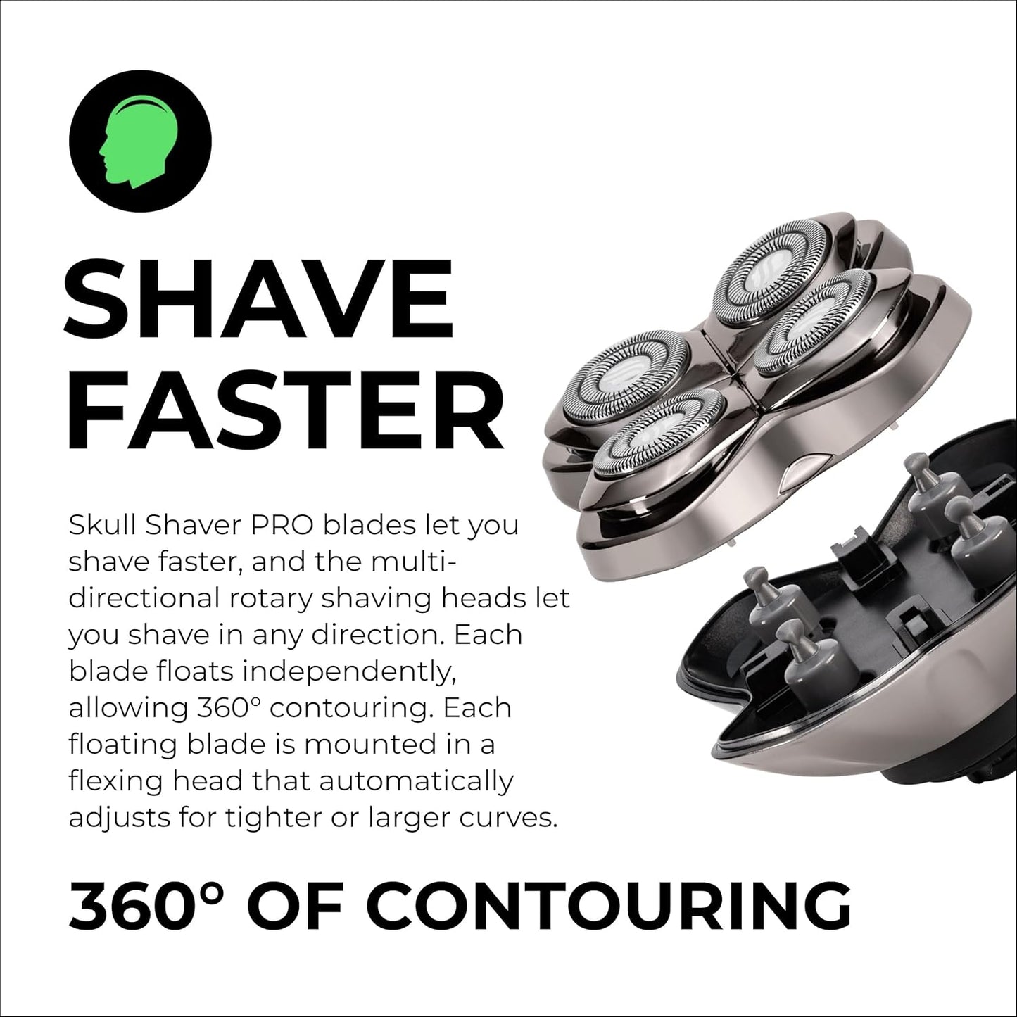 Skull Shaver Forte PRO 4 Head Replacement Blade - Japanese Stainless Steel for Wet & Dry Shaving | Compatible with Pitbull, Palm & Butterfly Kiss Shavers