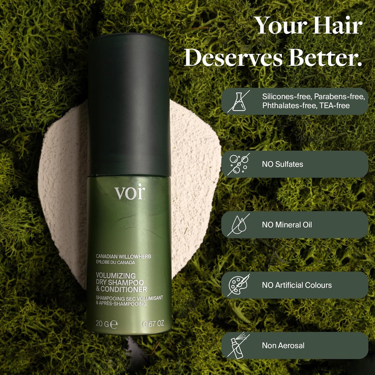 Voir Haircare Volumizing Dry Shampoo & Conditioner - Organic Powder with Willowherb & Green Tea | Travel Size 0.67 oz