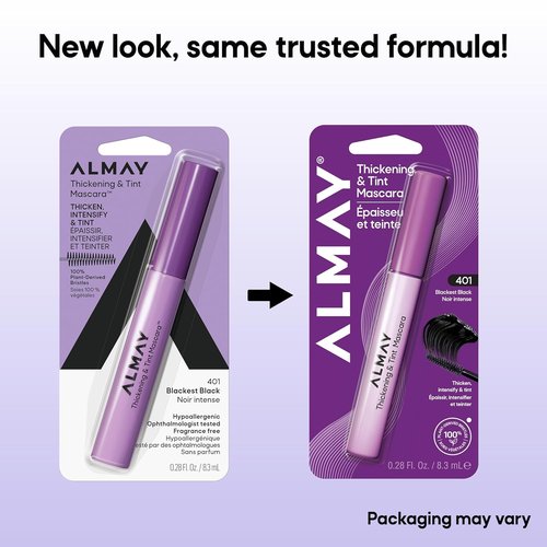 Almay Thickening & Tint Mascara - Nourishing, Hypoallergenic Formula in 401 Blackest Black