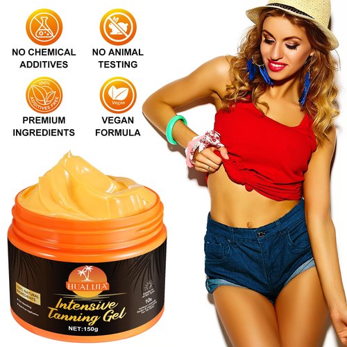 Golden Intensive Tanning Gel, Tanning Oil with Natural & Organic Ingredients, Tanning Lotion Outdoor, Achieve a naturally Darker and Long-Lasting Tan-5.29oz
