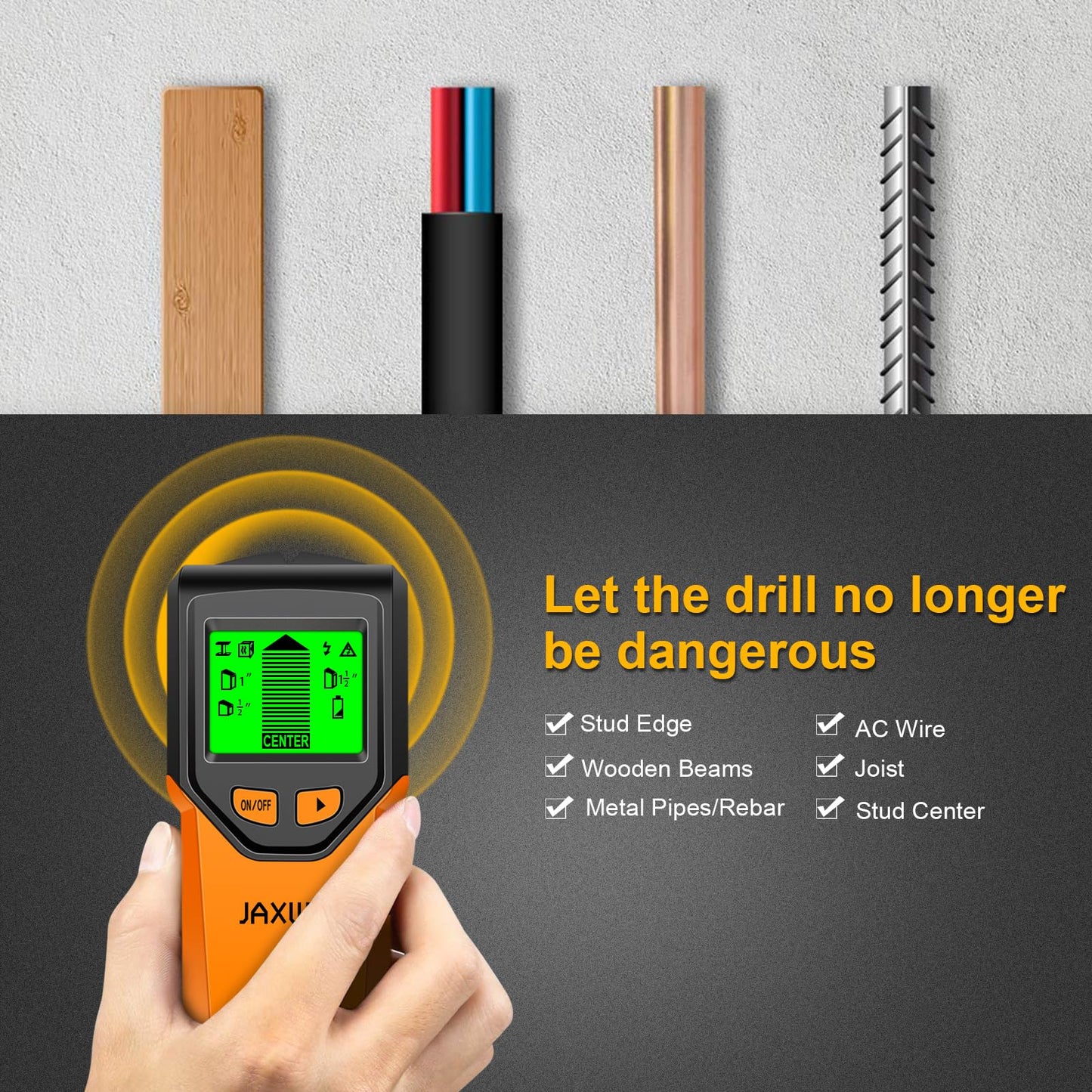 Stud Finder Wall Scanner - 5 in 1 Stud Finder Tool w/Smart Chip and HD LCD Display, Stud Detector Beam Finders for the Center and Edge of Wood AC Wire Metal Studs Joist Pipe (‎Dark Aqua)