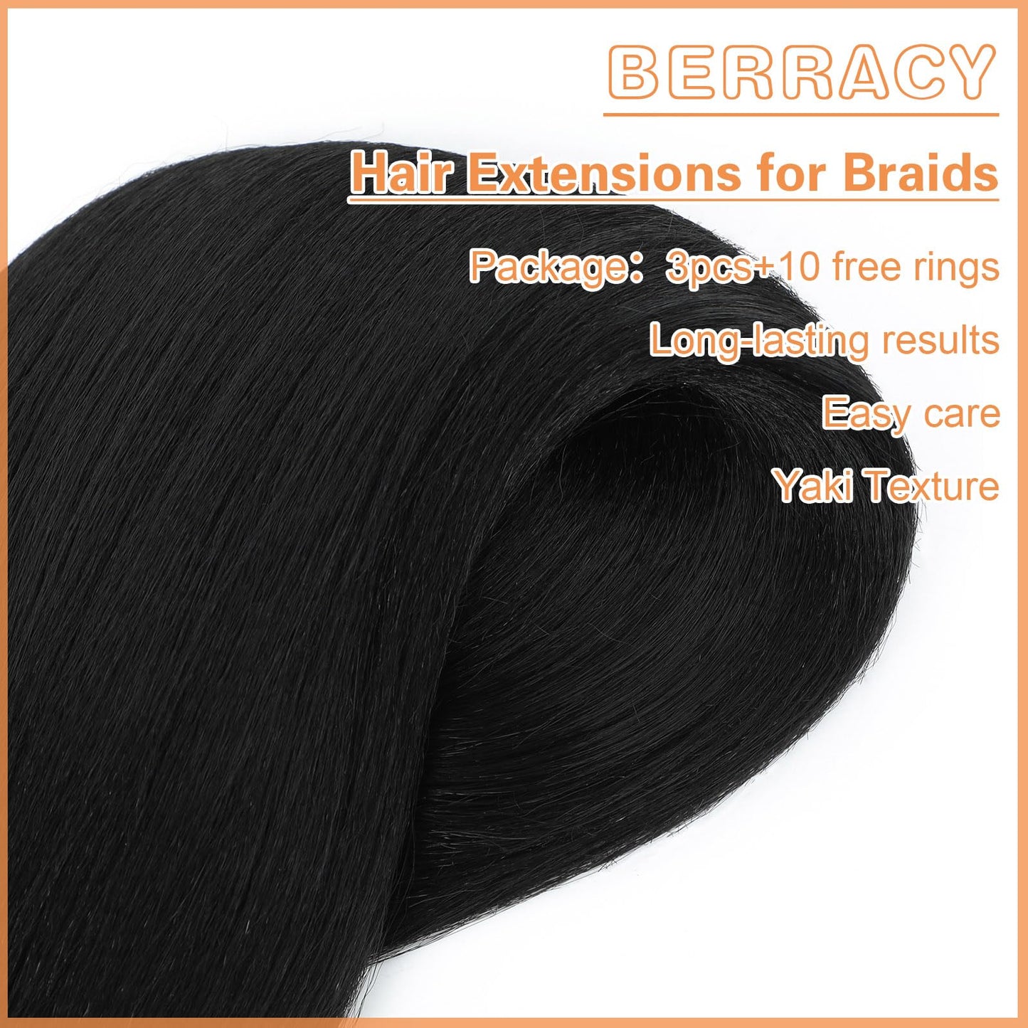 Berracy Braiding Hair Pre Stretched for Women Box Braids Synthetic Hair Extensions Texture Hot Water Setting Prestretched Braid Extension Girls Black (30inch 3Packs)