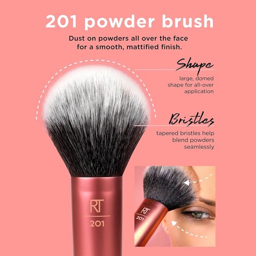 Real Techniques Ultra Plush Powder Makeup Brush - Large Fluffy Brush for Sheer Buildable Coverage | Vegan & Cruelty-Free