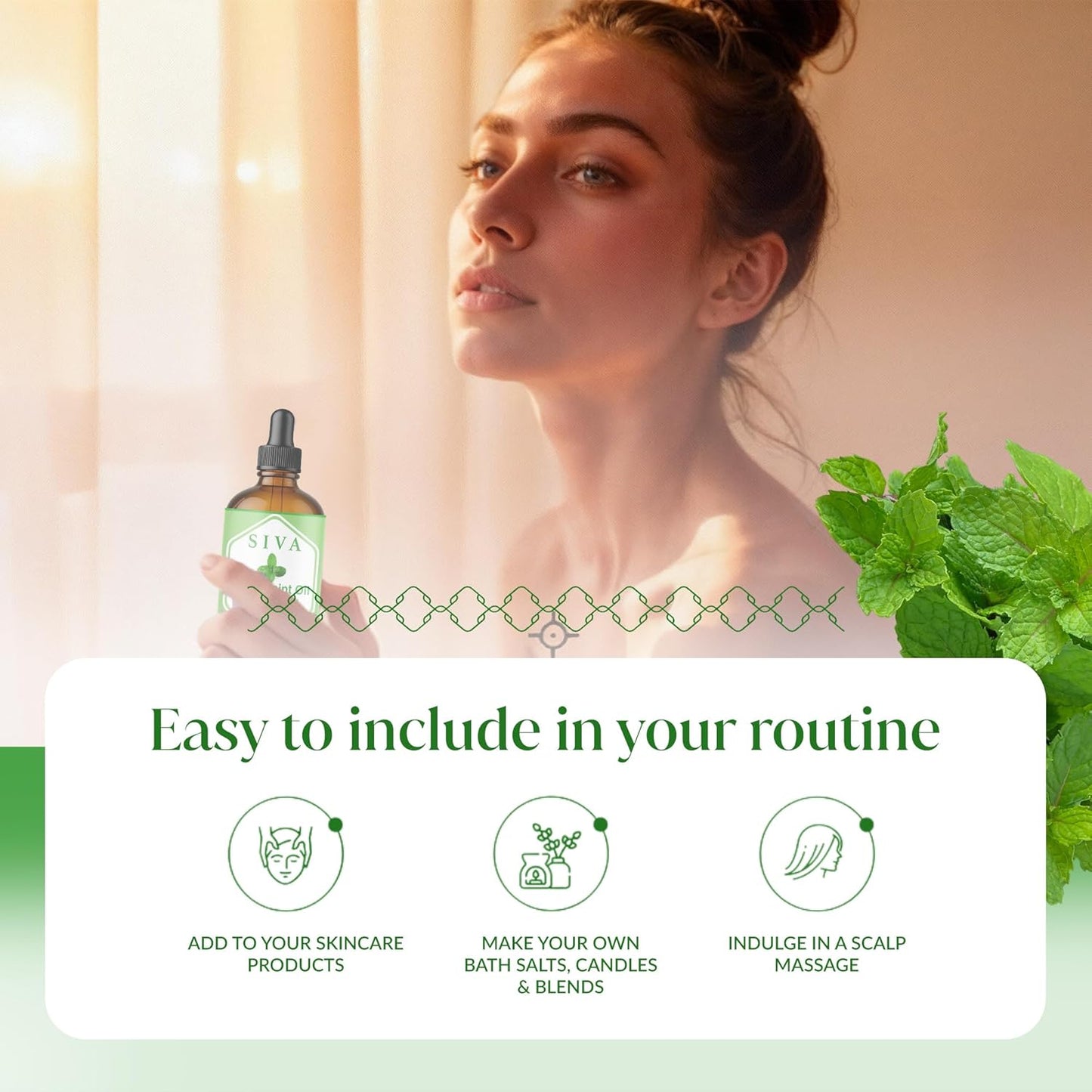 Siva Peppermint Essential Oil - 100% Natural Aromatherapy Oil - 4 Fl Oz for Diffuser, Skin Care & Massage