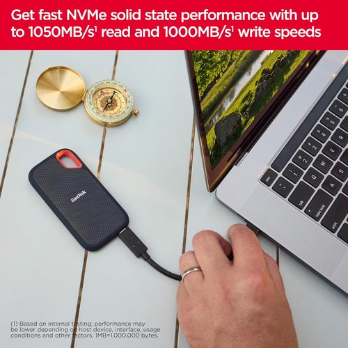 SanDisk 8TB Extreme Portable SSD - 1050MB/s Speed, USB-C, IP65 Water & Dust Resistant | External Solid State Drive