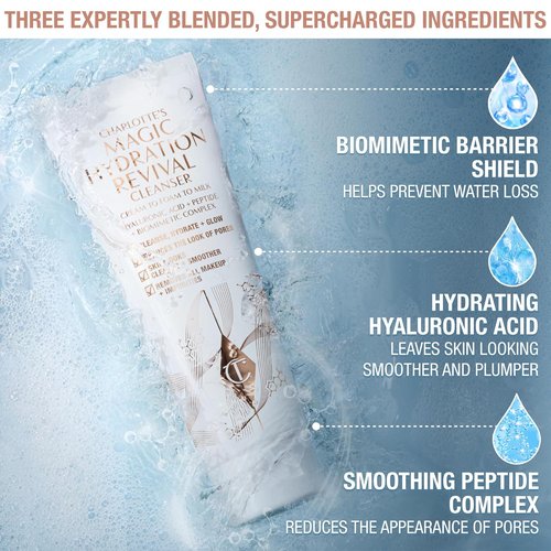 Charlotte Tilbury Magic Hydration Revival Facial Cleanser - Gentle Foaming Face Wash for Hydrated, Revived Skin - Reduces Pores & Removes Makeup