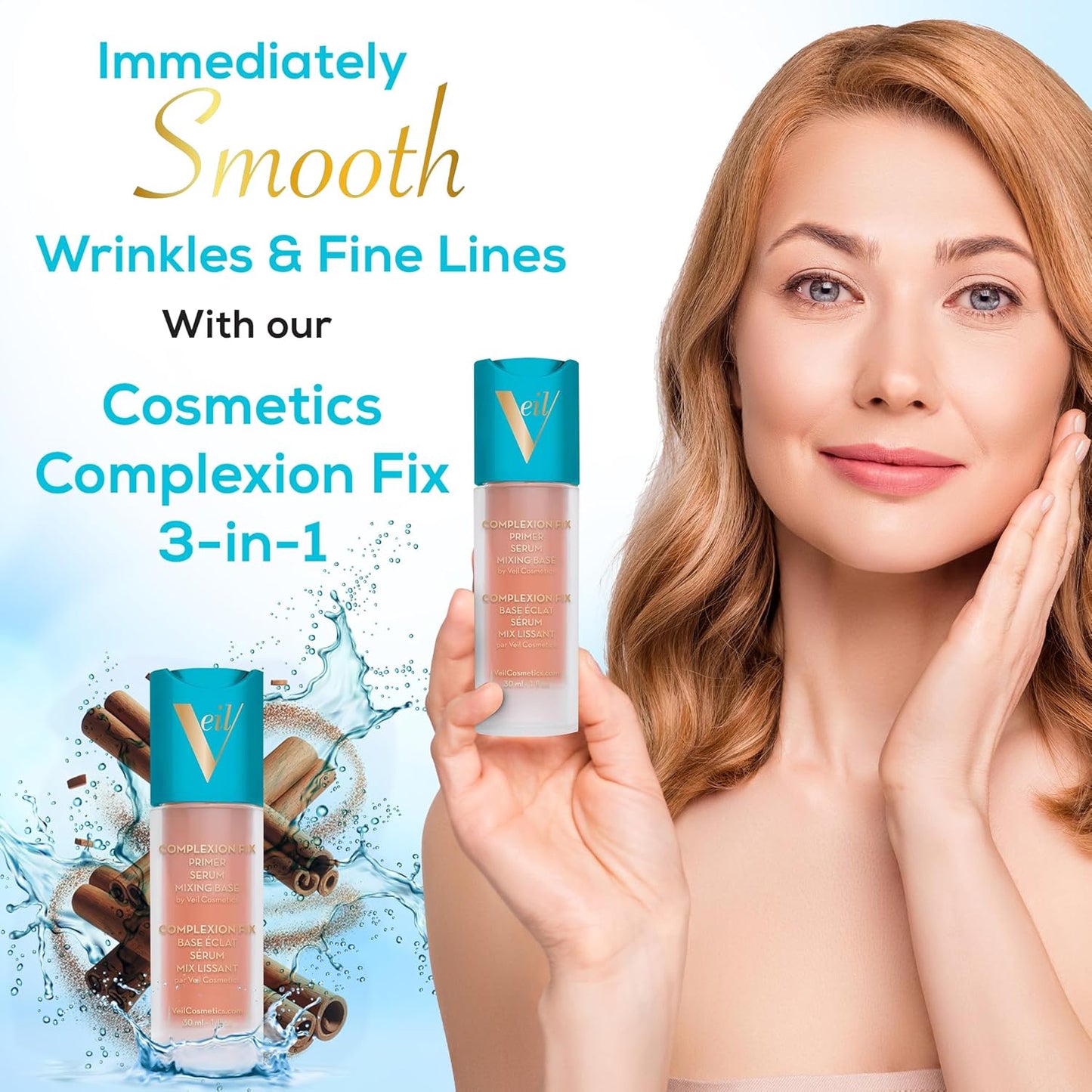 Veil Cosmetics Complexion Fix 3-in-1 Primer | Hydrating Serum & Mixing Base - Minimizes Pores & Smooths Fine Lines