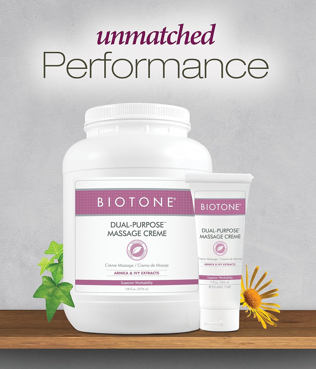 BIOTONE Dual-Purpose Massage Crème - Arnica & Ivy Extracts for Effortless Glide | Luxurious Feel
