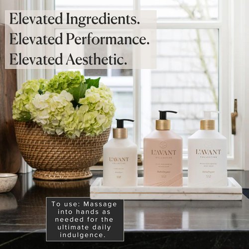 L'AVANT Collective Luxury Hand Lotion - High Performing Moisturizing Hand Cream for Dry, Cracked Hands, Nails & Cuticles - Hydrating Shea Butter Formula (10 oz, Blushed Bergamot)