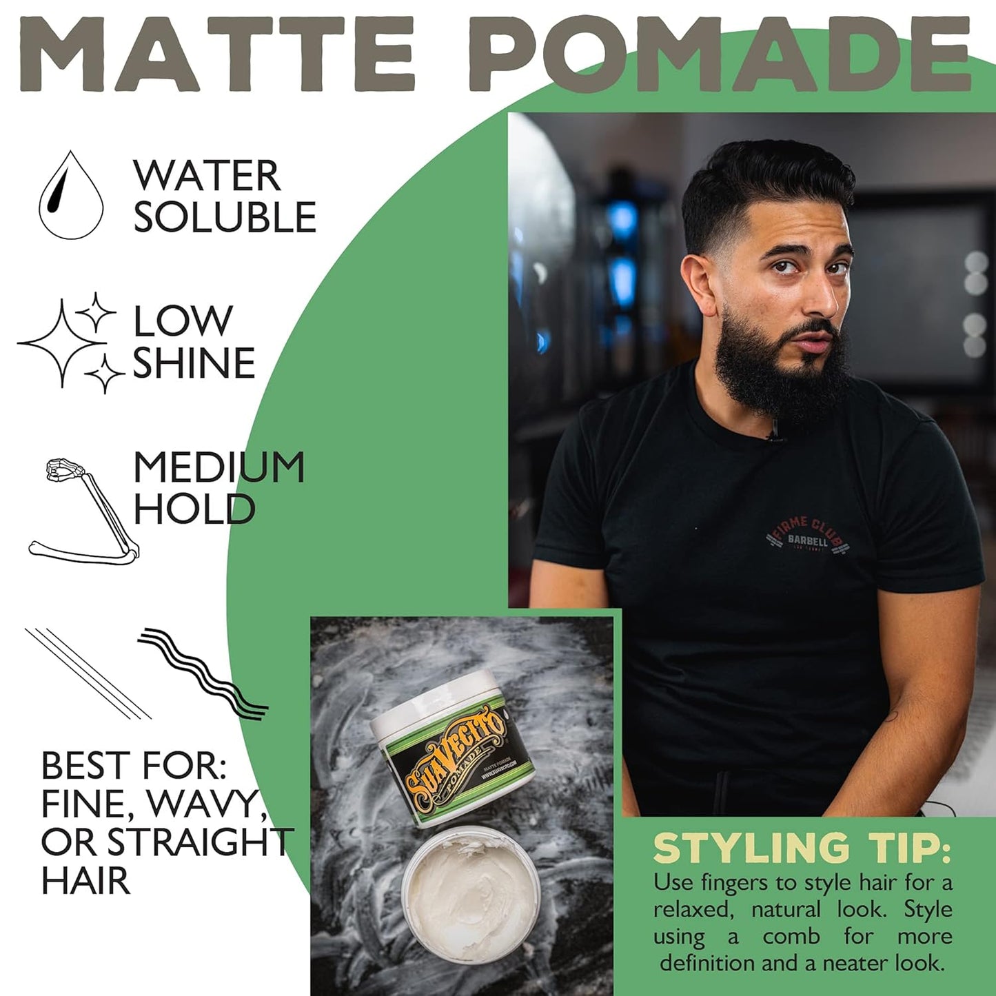 Suavecito Pomade - Matte Hair Paste for Men | Shine-Free Formula, Medium Hold, 5 oz