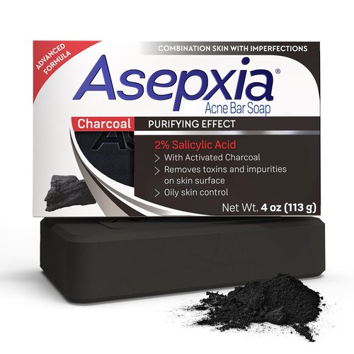 Asepxia Salicylic Acid Bar Soap - Deep Cleansing Acne Treatment with Activated Charcoal | 4 Oz
