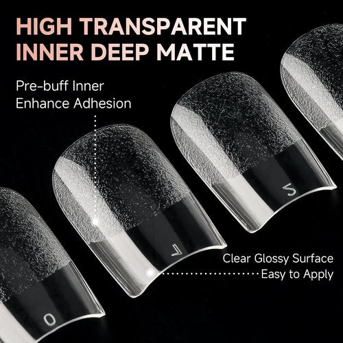 UNA GELLA Short Square Gel Nail Tips: 312pcs Square Fake Nails Pre-file Soft Gel Nails Tips for Full Cover Acrylic Nails False Nails12 Sizes Press on Nails for Nail Extensions Home DIY Salon