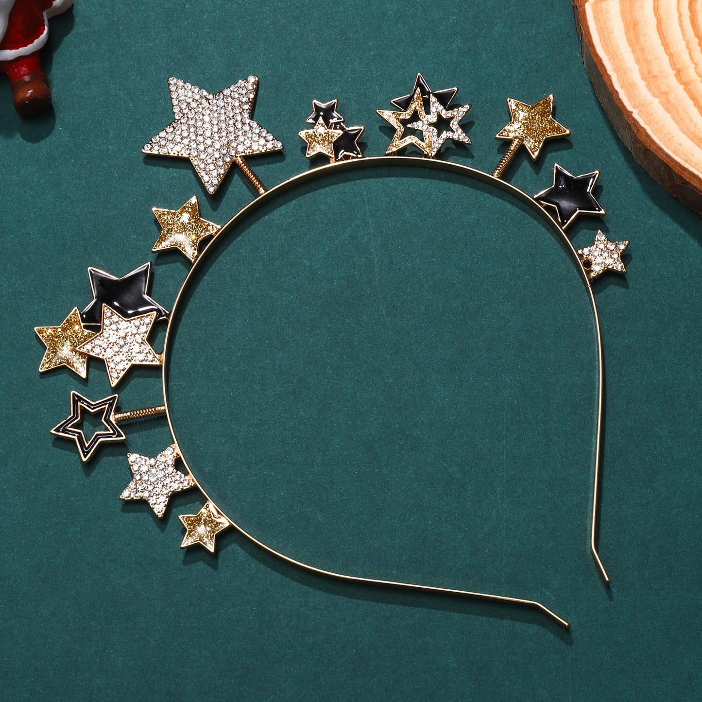 New Year Eve Headband Tiara Glitter Star Christmas Hairband for Women Girls Stars Headpiece Hair Accessory Party Favors Decor