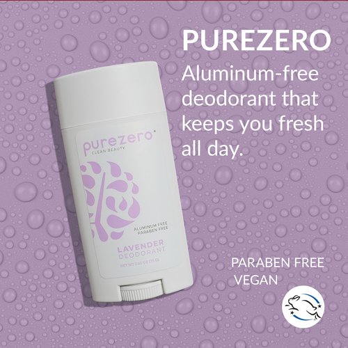 Purezero Deodorant | LAVENDER | Aluminum & Paraben Free with Baking Soda and 24-Hour Odor Protection | For Women & Men | Infused with Shea Butter & Coconut Oil