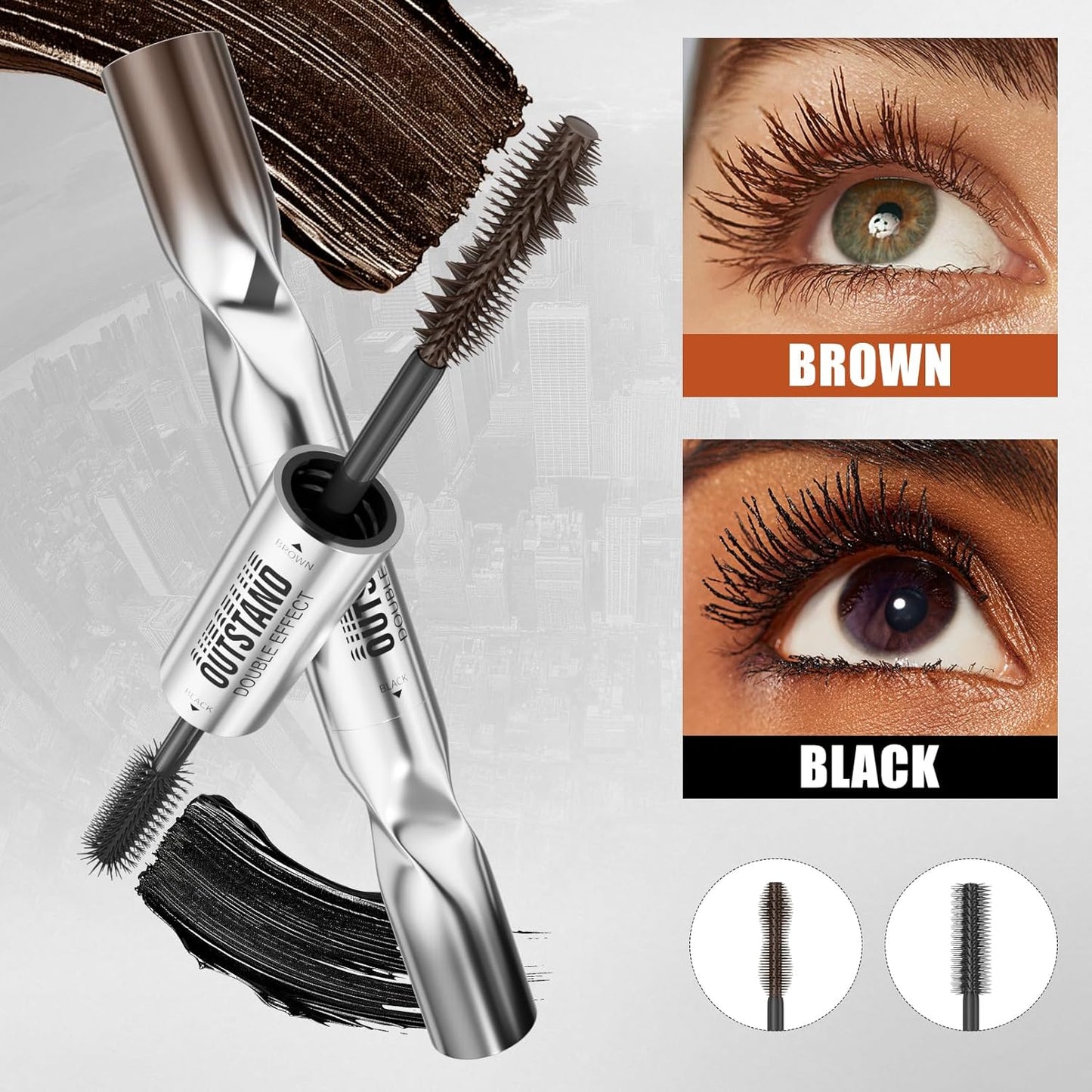 Skiennix Women's Tubing Mascara - 2-in-1 Black & Brown, Volumizing, Waterproof, Hypoallergenic