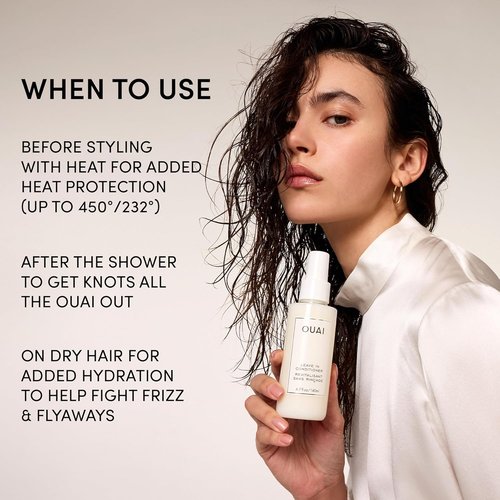 OUAI Leave In Conditioner - Heat Protectant & Detangler for Frizz Control | 4.7 oz, Paraben-Free