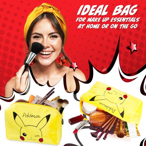 Pokemon Makeup Bag - Pikachu Cosmetic Travel Bag for Women, Men & Kids | Perfect Holiday Gift