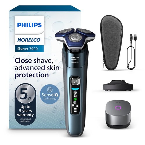 Philips Norelco Shaver Series 7000 - Wet & Dry Electric Shaver with SenseIQ Tech & Travel Case | Model S7889/91