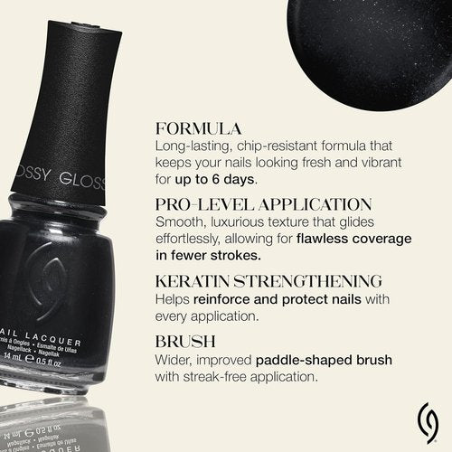 China Glaze CG Nail Lacquer - Black Diamond Glitter Nail Polish, Quick Dry & Chip Resistant, 0.5 fl oz