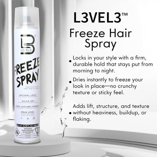 L3 Level 3 Hair Spray - Strong Hold & Long-Lasting Formula for All Hair Types