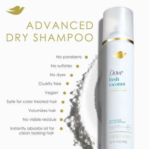 Dove Advanced Dry Shampoo - Fresh Coconut Formula for Clean, Revived Hair | 7.3 oz