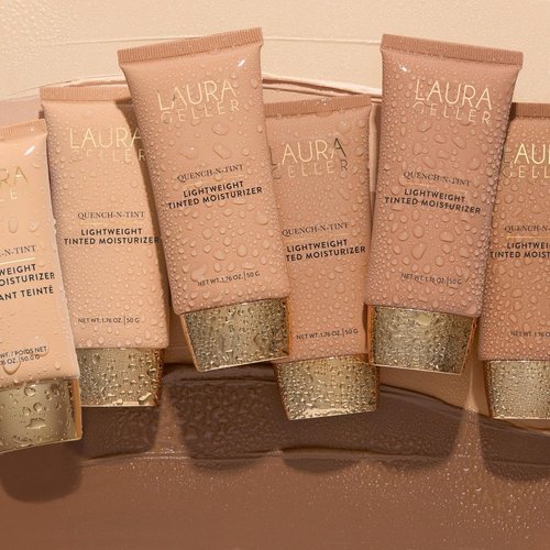 LAURA GELLER NEW YORK Quench-n-Tint Tinted Moisturizer - Sheer to Light Buildable Coverage - Natural Glow Finish - Lightweight Formula with Hyaluronic Acid, 01 Porcelain/Fair