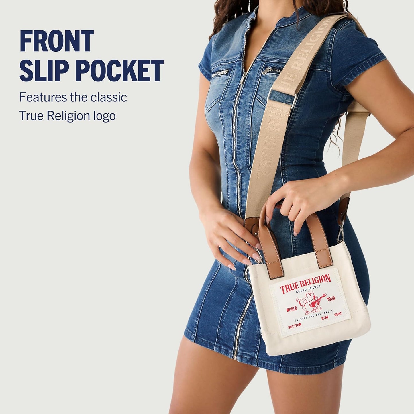 True Religion Tote Bag - Women's Mini Travel Shoulder Bag with Adjustable Strap | Versatile & Stylish