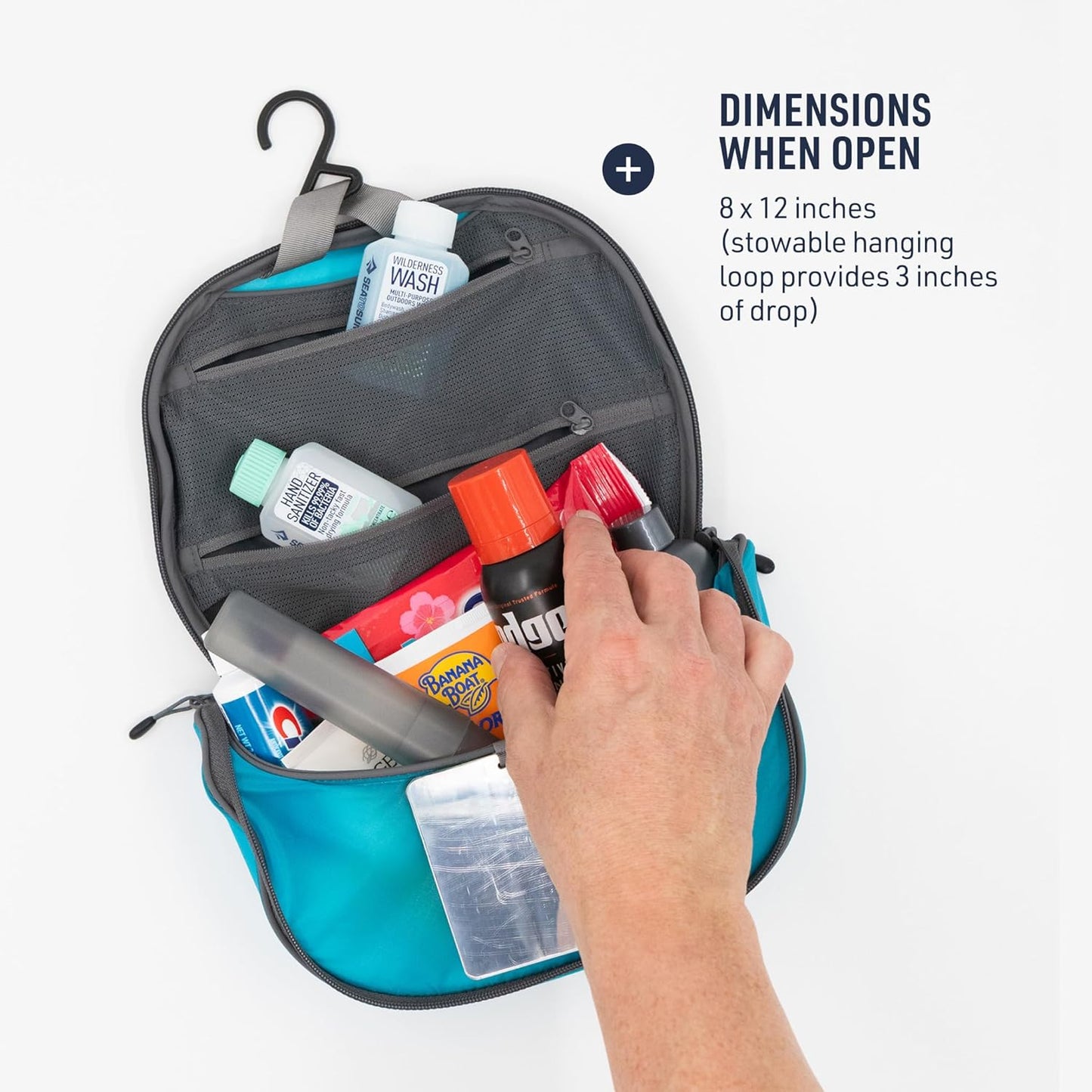 Sea to Summit Hanging Toiletry Bag - Compact Travel Organizer for Minimalist Adventures | Atoll Blue